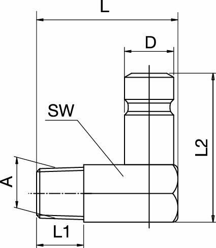 Connector Nipple, 90° Male